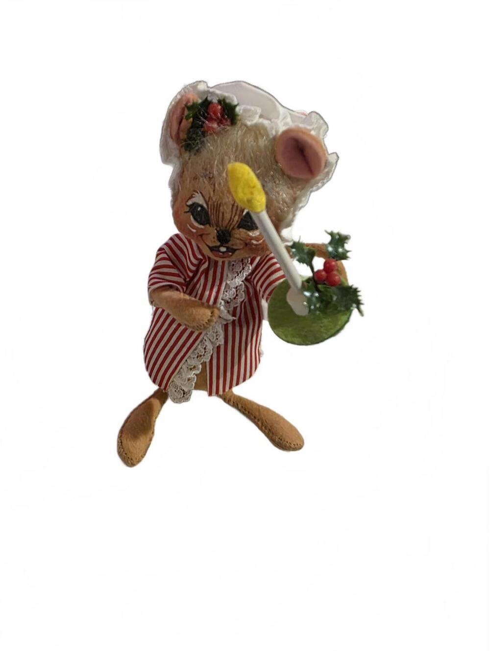 Vintage Annalee 1996 Mouse Doll in Red Striped Dress